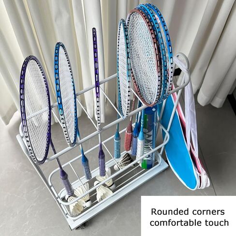Tennis Racket Storage Cart,No Assembly Required, Easy Badminton Organizer,for Ball Bucket Skipping Rope(Black) in Saudi Arabia