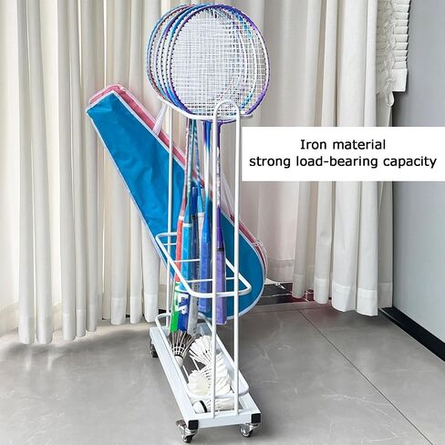 Tennis Racket Storage Cart,No Assembly Required, Easy Badminton Organizer,for Ball Bucket Skipping Rope(Black) in Saudi Arabia