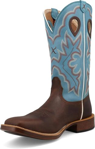 Twisted X Men's 13" Top Hand, Wide Square Toe, Dark Brown & Lagoon, 7.5 D in Saudi Arabia