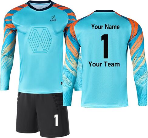 Children's Goalkeeper Goalkeeper Jersey Soccer Jersey Set with Sponge Youth Adult Customized Team Logo in Saudi Arabia