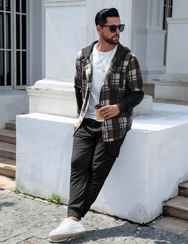 بدلة رياضية مكونة من قطعتين للرجال مع غطاء للرأس من الفلانيل منقوشة من الصوف ومجموعة بناطيل رياضية للركض بدلة رياضية in Kuwait