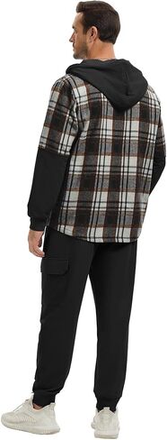 بدلة رياضية مكونة من قطعتين للرجال مع غطاء للرأس من الفلانيل منقوشة من الصوف ومجموعة بناطيل رياضية للركض بدلة رياضية in Kuwait