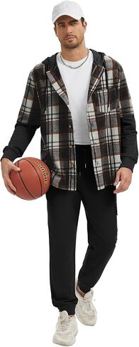 بدلة رياضية مكونة من قطعتين للرجال مع غطاء للرأس من الفلانيل منقوشة من الصوف ومجموعة بناطيل رياضية للركض بدلة رياضية in Kuwait