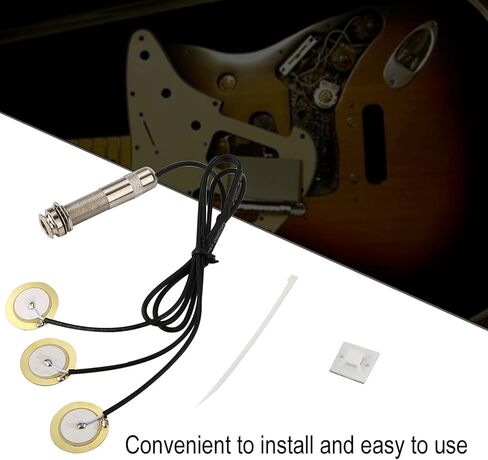 Guitar Pickup with Self-Adhesive Design, High Sensitivity Low Noise Pickup Set Includes Cable Tie and Block Glue for Acoustic and Electric Guitars in Saudi Arabia