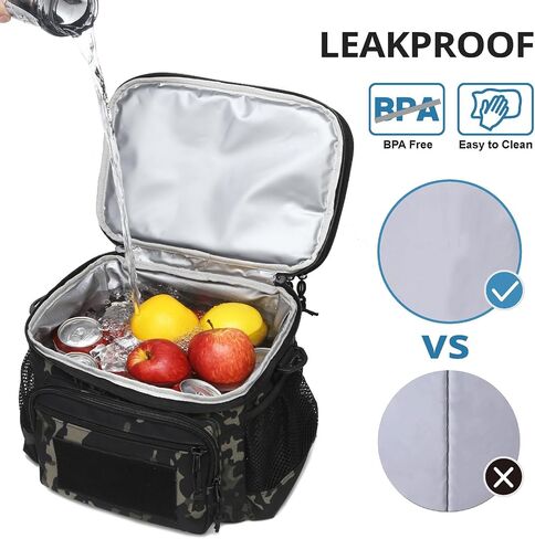 حقيبة غداء ATRIPACK للرجال، صندوق غداء تكتيكي مزدوج السطح يعمل مع حزام كتف MOLLE حزام كبير مبرد غداء معزول مانع للتسرب (أسود مموه) in Kuwait