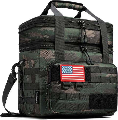 RalChyez Tactical Lunch Box, 20L Large Heavy Duty Double Deck Insulated Lunch Bag Leakproof Expandable Tote Cooler with Shoulder Strap for Adult Men Women Work Fishing Picnic Travel Black in Saudi Arabia