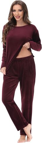 COZZIPLUS المرأة القطيفة Sweatsuits مجموعات صالة مجموعة 2 قطعة Sweatsuit طاقم الرقبة البلوز و Sweatpant المخملية بدلة عدو in Kuwait