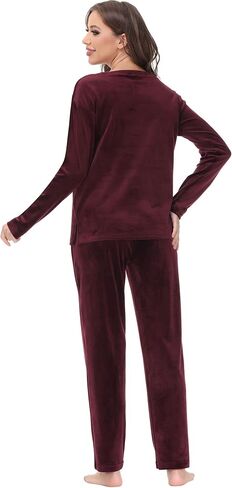 COZZIPLUS المرأة القطيفة Sweatsuits مجموعات صالة مجموعة 2 قطعة Sweatsuit طاقم الرقبة البلوز و Sweatpant المخملية بدلة عدو in Kuwait