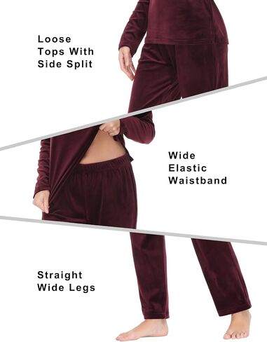 COZZIPLUS المرأة القطيفة Sweatsuits مجموعات صالة مجموعة 2 قطعة Sweatsuit طاقم الرقبة البلوز و Sweatpant المخملية بدلة عدو in Kuwait