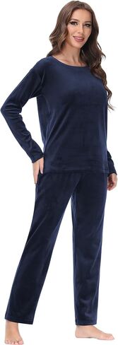 COZZIPLUS المرأة القطيفة Sweatsuits مجموعات صالة مجموعة 2 قطعة Sweatsuit طاقم الرقبة البلوز و Sweatpant المخملية بدلة عدو in Kuwait