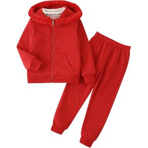 Girls Hoodie Zipper Sweatshirt Jogger Pants Set 2 Piece Tracksuit Soft Warm Winter Fall Clothes Set for Girls 3-12Years in Saudi Arabia