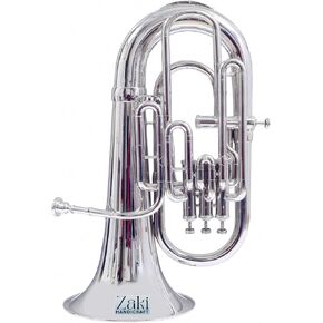 بي بي يوفونيوم 4 صمام نحاس صناعة | لمسة نهائية من النيكل الفضي Bb Pitch Euphonium مثالية للطلاب والمبتدئين | مع حافظة صلبة مجانية وقطعة فم وقفازات وقطعة قماش للتنظيف ZAKI HANDICRAFT in Kuwait