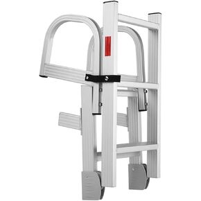 5 Steps Pontoon Boat Ladder, Aluminium Extension Rope Ladder with Handrail Grips & Accessories, Anti-Slip Rubber Tread, Folding Design, Supports Up to 440 lbs in Saudi Arabia