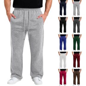 بنطال رياضي فضفاض للرجال كاجوال من الصوف برباط خصر مرن مع جيوب للتمرين بنطال رياضي واسع الساق in Kuwait