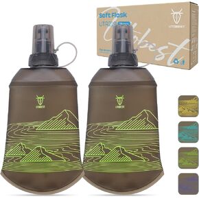 قارورة ناعمة سعة 200 مل، عبوتان من زجاجة مياه مرنة من مادة TPU للترطيب، قابلة للطي بعيار 28 مم للجري والمشي لمسافات طويلة وركوب الدراجات والتسلق والماراثون باللون الأرجواني in Kuwait