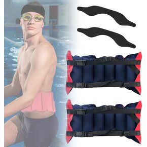 حزام سباحة قابل للنفخ وعصابة رأس من Eanpet للبالغين والأطفال والتمارين الرياضية المائية وتمارين الظهر تعويم أسود للأذن ومعدات تدريب السباحة وحزام سباحة قابل للتعديل وحزام الأذن للمبتدئين في السباحة in Kuwait