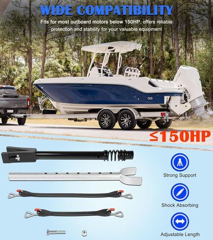 Heavy Duty Boat Transom Saver for Most Outboard Motors Up to 150HP - 20.27" to 30.7" Adjustable Outboard Motor Support Bracket with Shock Absorption, Ideal for Boat Trailers in Saudi Arabia
