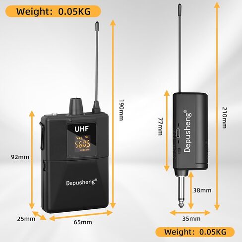 Depusheng UHF Microphone System -Wireless Microphone Set with Headset and Lavalier Lapel Mics, Beltpack Transmitter and Receiver,200ft Range, for Recording PA Speaker,Conference in Saudi Arabia