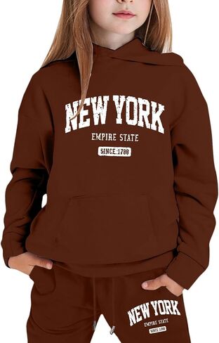 Girls Sweatsuits Set Casual Cute Hoodies And Sweatpants Set Cute Letter Tracksuits Athletic Jogging Suit in Kuwait