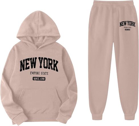 Girls Sweatsuits Set Casual Cute Hoodies And Sweatpants Set Cute Letter Tracksuits Athletic Jogging Suit in Kuwait