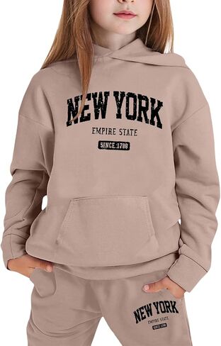 Girls Sweatsuits Set Casual Cute Hoodies And Sweatpants Set Cute Letter Tracksuits Athletic Jogging Suit in Kuwait