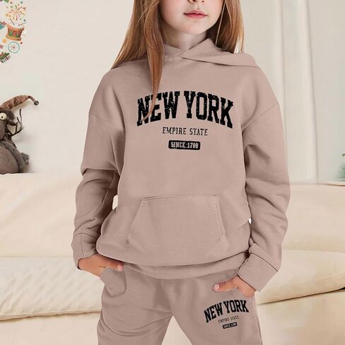 Girls Sweatsuits Set Casual Cute Hoodies And Sweatpants Set Cute Letter Tracksuits Athletic Jogging Suit in Kuwait
