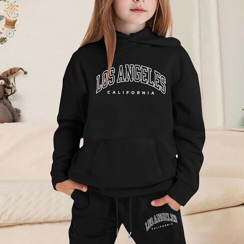 Girls Sweatsuits Set Casual Cute Hoodies And Sweatpants Set Cute Letter Tracksuits Athletic Jogging Suit in Kuwait