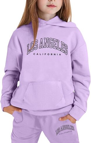 Girls Sweatsuits Set Casual Cute Hoodies And Sweatpants Set Cute Letter Tracksuits Athletic Jogging Suit in Kuwait