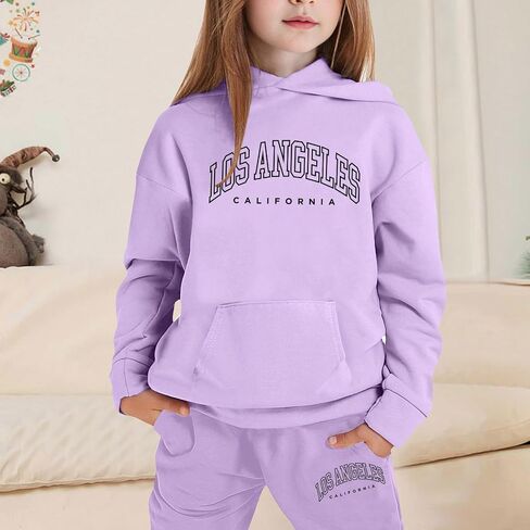 Girls Sweatsuits Set Casual Cute Hoodies And Sweatpants Set Cute Letter Tracksuits Athletic Jogging Suit in Kuwait