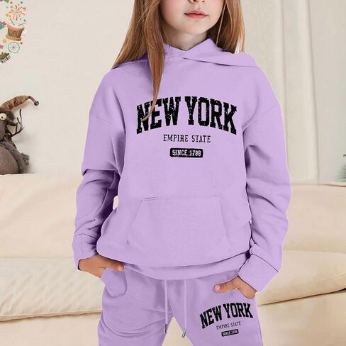 Girls Sweatsuits Set Casual Cute Hoodies And Sweatpants Set Cute Letter Tracksuits Athletic Jogging Suit in Kuwait