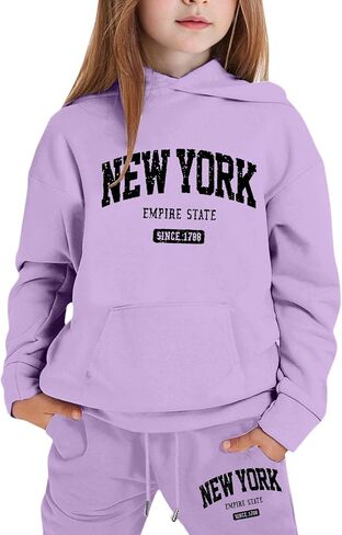 Girls Sweatsuits Set Casual Cute Hoodies And Sweatpants Set Cute Letter Tracksuits Athletic Jogging Suit in Kuwait