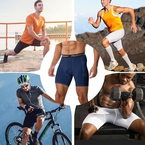 شورتات ضغط رجال Nucamper مع جيب دنديكس للأداء الداخلي للأداء الصالة الرياضية الملاكم الملاكم بارد باسيلير جاف جاف in Kuwait