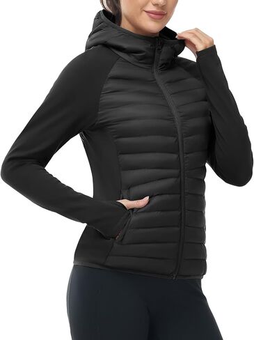 TBMPOY Women's Running Winter Jackets with Hood Warm Lightweight Insulated Water Resistant Puffer Jacket for Hiking Golf in Saudi Arabia