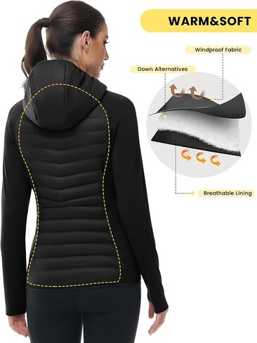 TBMPOY Women's Running Winter Jackets with Hood Warm Lightweight Insulated Water Resistant Puffer Jacket for Hiking Golf in Saudi Arabia