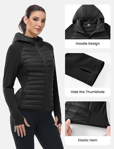 TBMPOY Women's Running Winter Jackets with Hood Warm Lightweight Insulated Water Resistant Puffer Jacket for Hiking Golf in Saudi Arabia