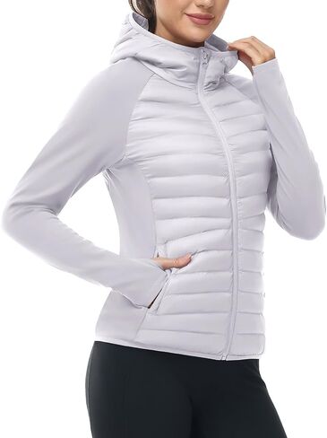 سترات شتوية للجري للنساء من TBMPOY مع غطاء للرأس دافئ وخفيف الوزن معزول ومقاوم للماء سترة منتفخة للمشي لمسافات طويلة والجولف in Kuwait