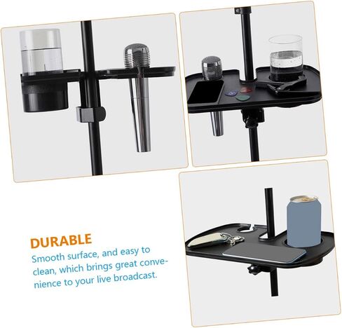Microphone Stand Tray with Clamp Live Sound Card Rack Compatible with Various Mic Holders for Streaming Karaoke Recording Practical and Stable Black Accessory Shelf in Saudi Arabia