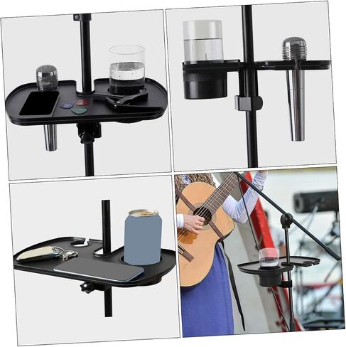 Microphone Stand Tray with Clamp Live Sound Card Rack Compatible with Various Mic Holders for Streaming Karaoke Recording Practical and Stable Black Accessory Shelf in Saudi Arabia