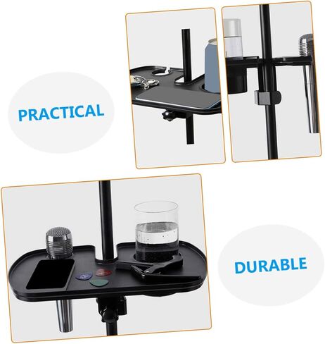 Microphone Stand Tray with Clamp Live Sound Card Rack Compatible with Various Mic Holders for Streaming Karaoke Recording Practical and Stable Black Accessory Shelf in Saudi Arabia