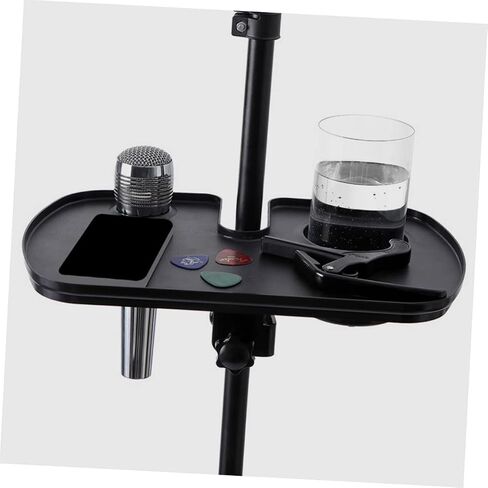 Microphone Stand Tray with Clamp Live Sound Card Rack Compatible with Various Mic Holders for Streaming Karaoke Recording Practical and Stable Black Accessory Shelf in Saudi Arabia