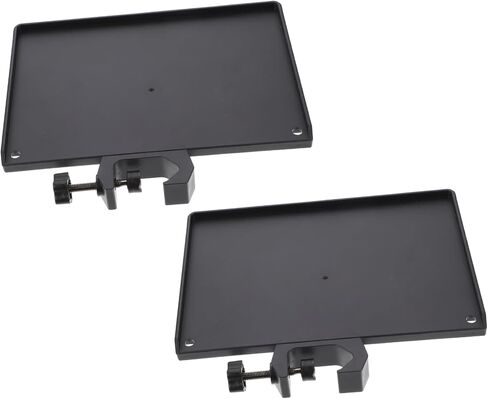 Yardwe 2pcs Abs Mic Rack Stand Tray with Clamp Durable Black Storage Shelf for Microphone Accessories Live Broadcast and Karaoke Sound Card Holder Easy Installation in Saudi Arabia