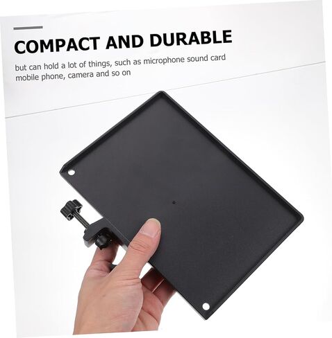 Yardwe 2pcs Abs Mic Rack Stand Tray with Clamp Durable Black Storage Shelf for Microphone Accessories Live Broadcast and Karaoke Sound Card Holder Easy Installation in Saudi Arabia