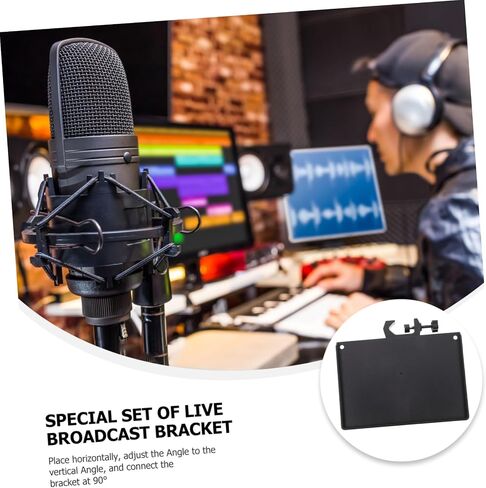 Yardwe 2pcs Abs Mic Rack Stand Tray with Clamp Durable Black Storage Shelf for Microphone Accessories Live Broadcast and Karaoke Sound Card Holder Easy Installation in Saudi Arabia