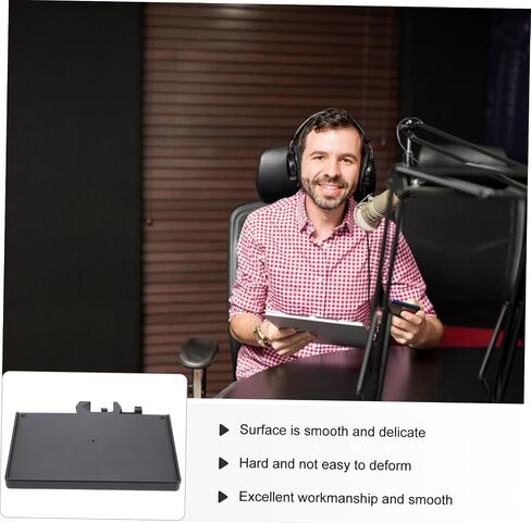Yardwe 2pcs Abs Mic Rack Stand Tray with Clamp Durable Black Storage Shelf for Microphone Accessories Live Broadcast and Karaoke Sound Card Holder Easy Installation in Saudi Arabia