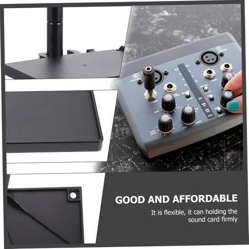 Yardwe 2pcs Abs Mic Rack Stand Tray with Clamp Durable Black Storage Shelf for Microphone Accessories Live Broadcast and Karaoke Sound Card Holder Easy Installation in Saudi Arabia