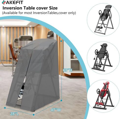 AKEfit Inversion Table Cover - Dustproof and Waterproof Inversion Equipment Protection Covers with Zipper,Fit Most Inverter Table-Indoor or Outdoor,28.3''L x 47''W x 63''H-Gray in Kuwait