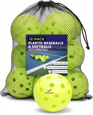 Plastic Baseballs 12-Pack - Full-Size 2.87" Bucket of Baseballs & Softballs for Realistic Practice - Durable Baseball Practice Balls with Mesh Bag - Ideal Baseball Training Indoor Outdoor in Saudi Arabia
