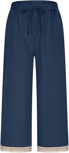 bmkBWO Linen Pants Women Summer,High Waisted Petite Wide Leg Summer Pants Soft Comfy Plus Size Casual Beach Pant in Saudi Arabia