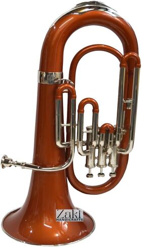 بي بي يوفونيوم 3 صمام نحاس صناعة | لمسة نهائية من اللون النحاسي Bb Pitch Euphonium مثالية للطلاب والمبتدئين | مع حافظة صلبة مجانية وقطعة فم وقفازات وقطعة قماش للتنظيف ZAKI HANDICRAFT in Kuwait