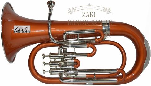 بي بي يوفونيوم 3 صمام نحاس صناعة | لمسة نهائية من اللون النحاسي Bb Pitch Euphonium مثالية للطلاب والمبتدئين | مع حافظة صلبة مجانية وقطعة فم وقفازات وقطعة قماش للتنظيف ZAKI HANDICRAFT in Kuwait